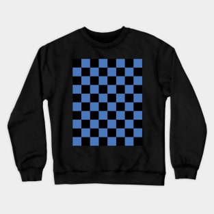 Maya Blue and Black Chessboard Pattern Crewneck Sweatshirt